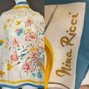 Vintage Nina Ricci Silk Scarf 30 In Sg Fair to Good Condition